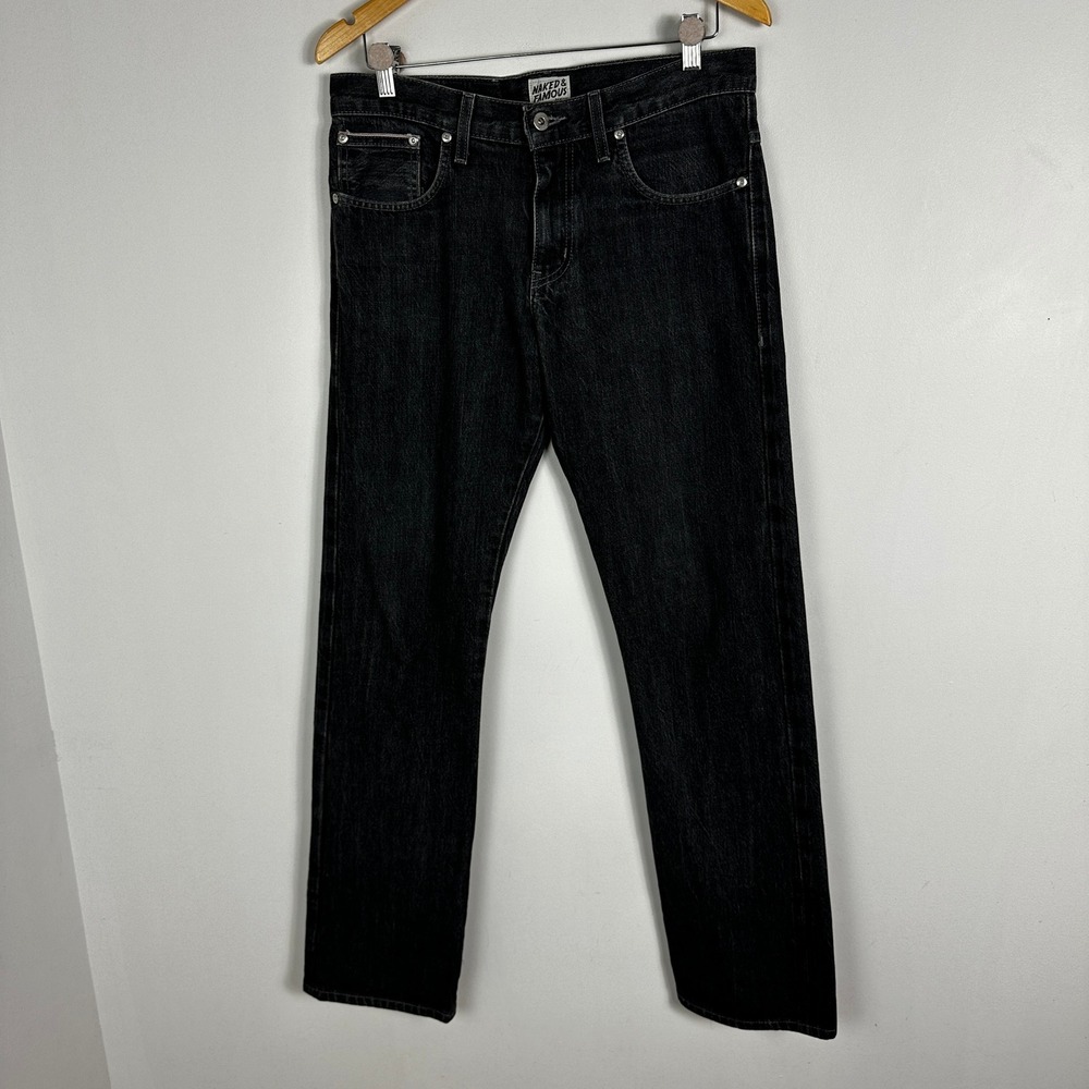 Naked Famous Canada Black Selvedge Jeans Mens 32 SlimGuy Japanese Denim Cotton